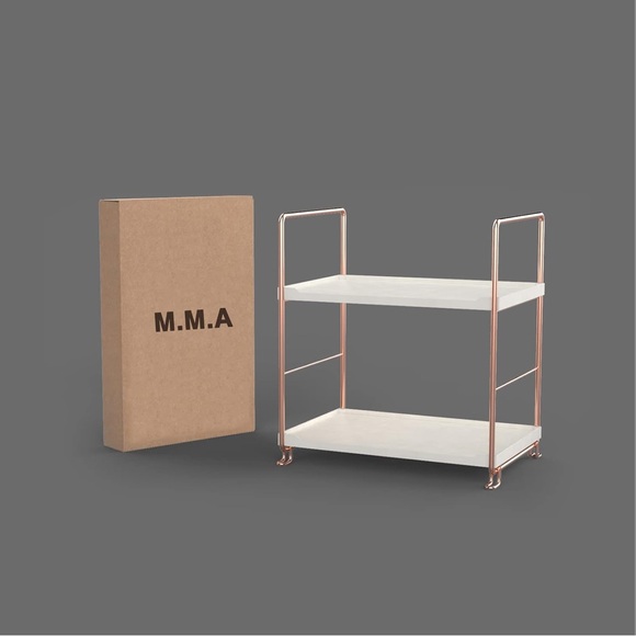 Desktop Cosmetics Storage Rack Rose Gold 2 Layers Bathroom Makeup Organizer - Picture 8 of 16